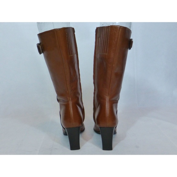 Amalfi Cognac Leather Mid Calf Boot Made in Italy - Picture 3 of 8